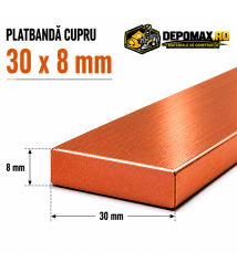 Platbanda cupru 30 x 8 mm – lungime 4 metri – EN Cu-ETP